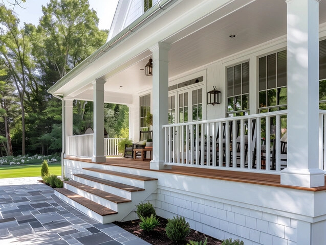 Custom-built residential porch designed for weather resistance and enhanced home curb appeal in Marietta, GA.